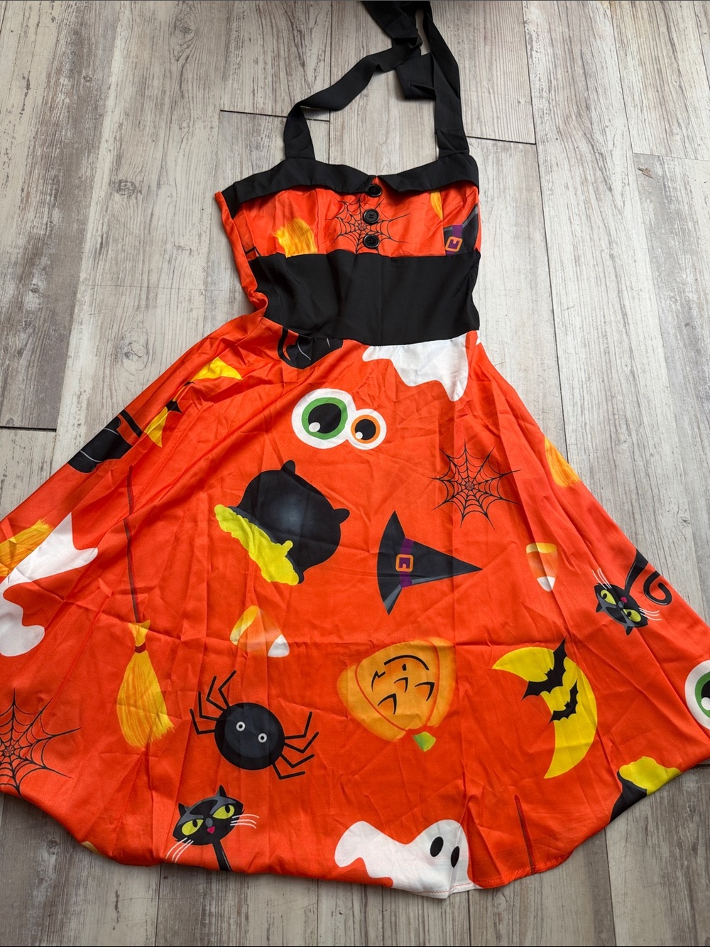 Halloween Dress - Orange Witch Print